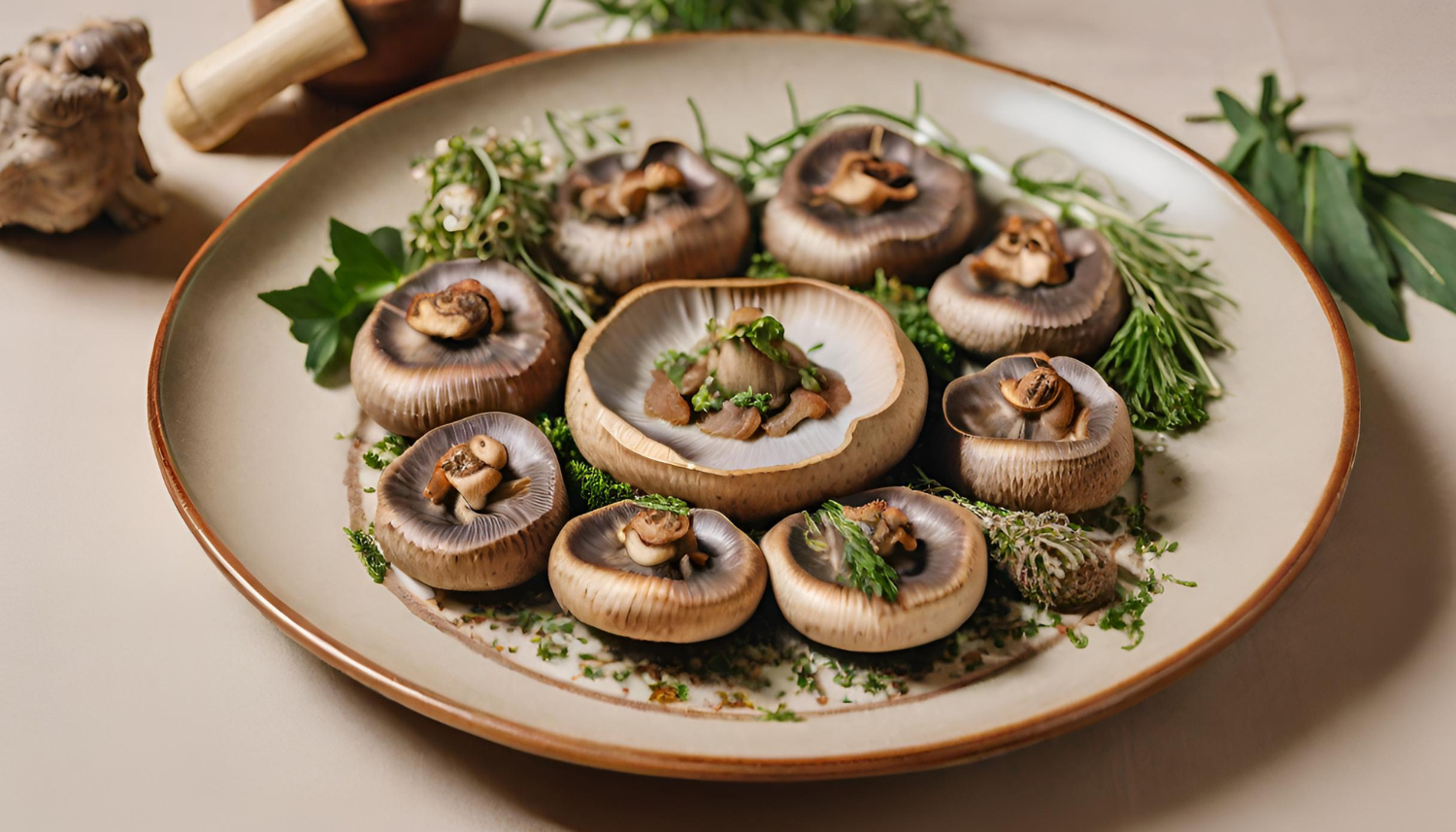 Shiitake op bord en kueken
