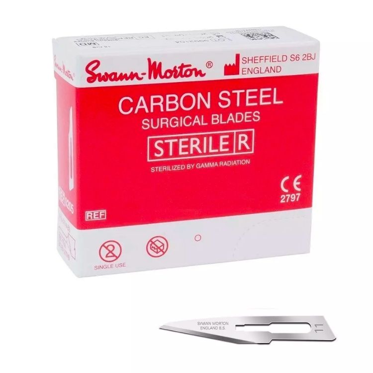 Scalpel with carbon steel blades