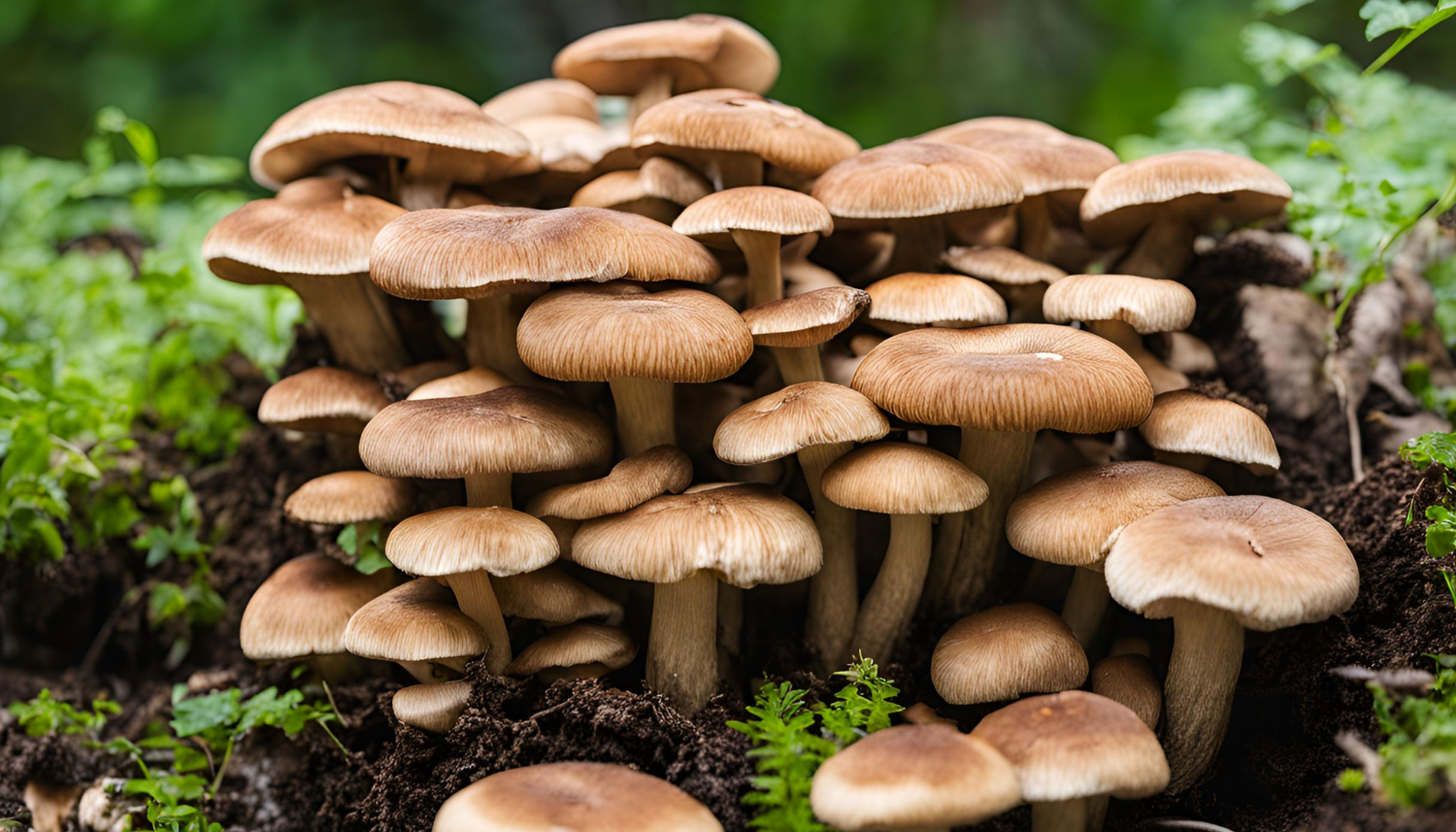 Shiitake-paddenstoelen groeien in het wild