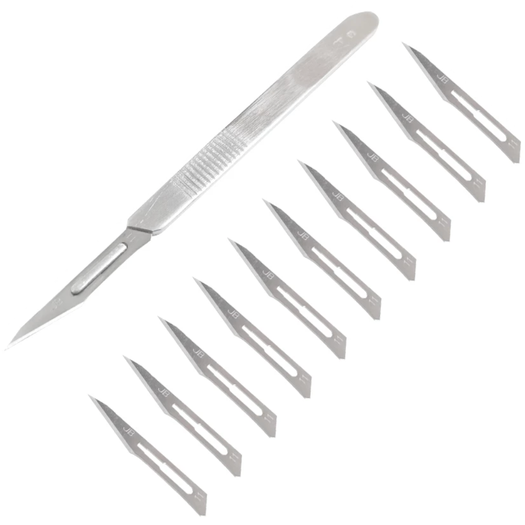 Scalpel with carbon steel blades